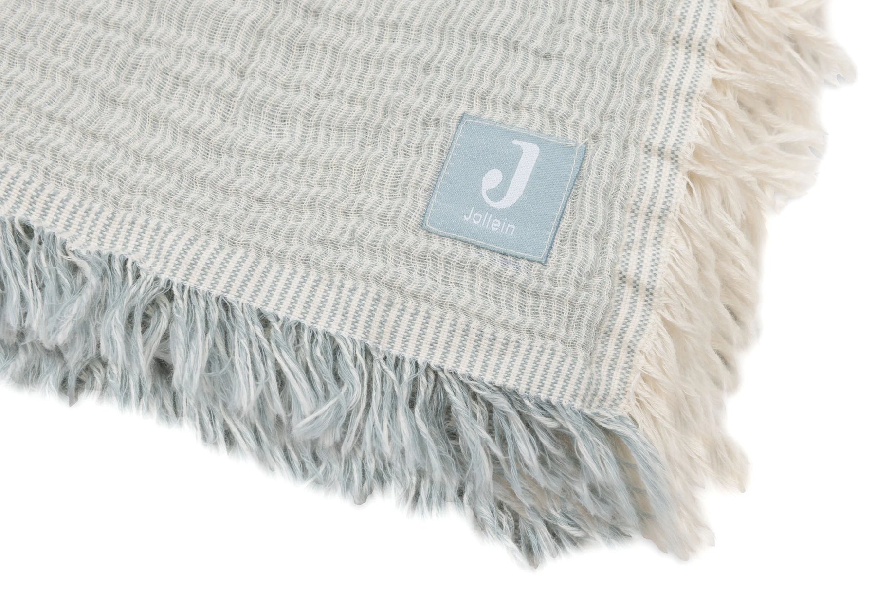 Jollein Muslinfilt Fringe 75x100 cm Stripe Sea Green GOTS