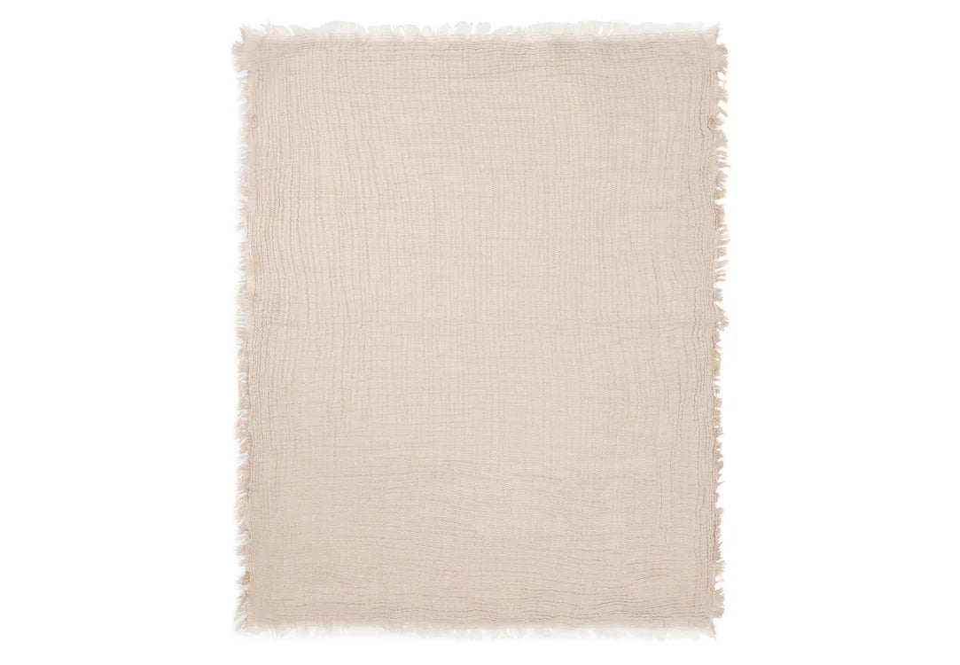Jollein Muslinfilt 75x100cm Fringe Stripe Biscuit GOTS
