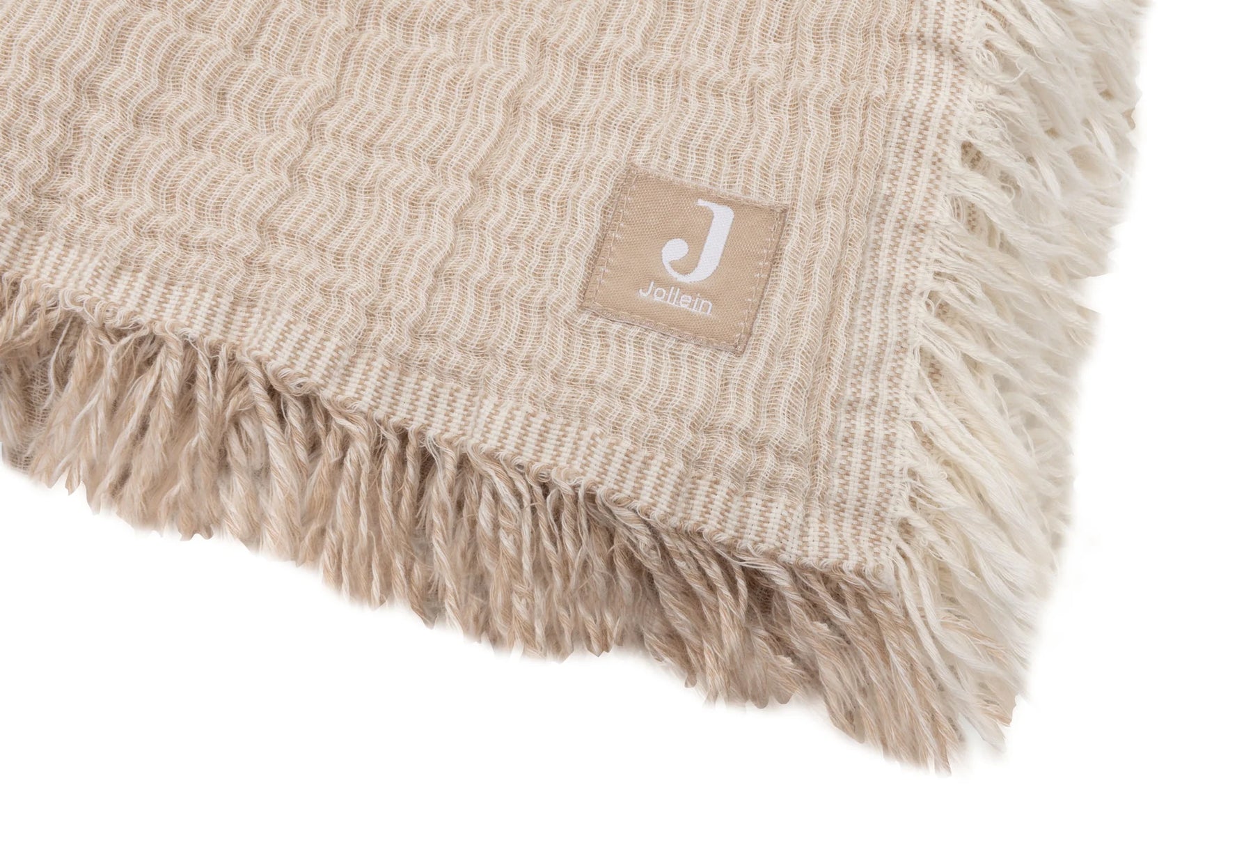 Jollein Muslinfilt 75x100cm Fringe Stripe Biscuit GOTS