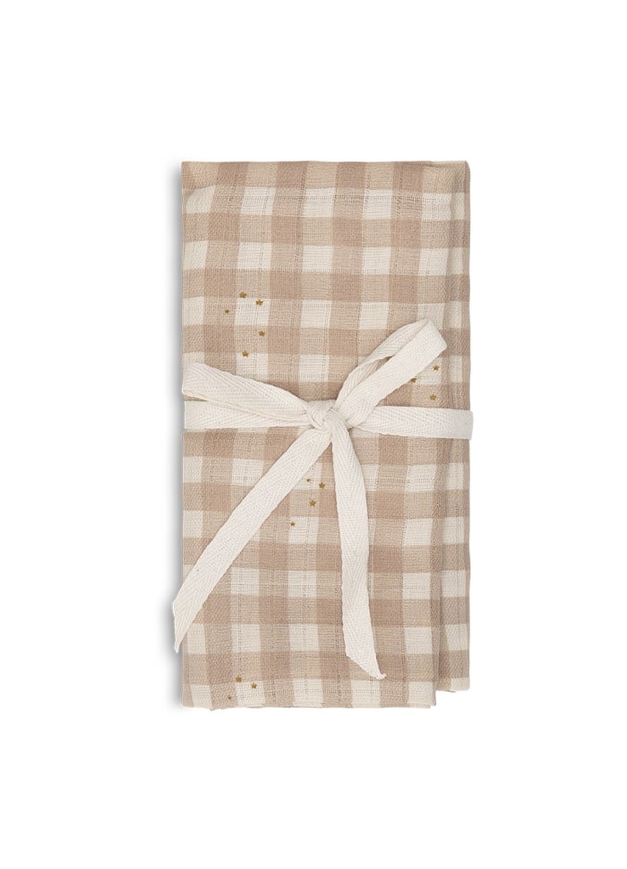 That's Mine Jana Muslin Swaddle Flora Stardust Check Beige