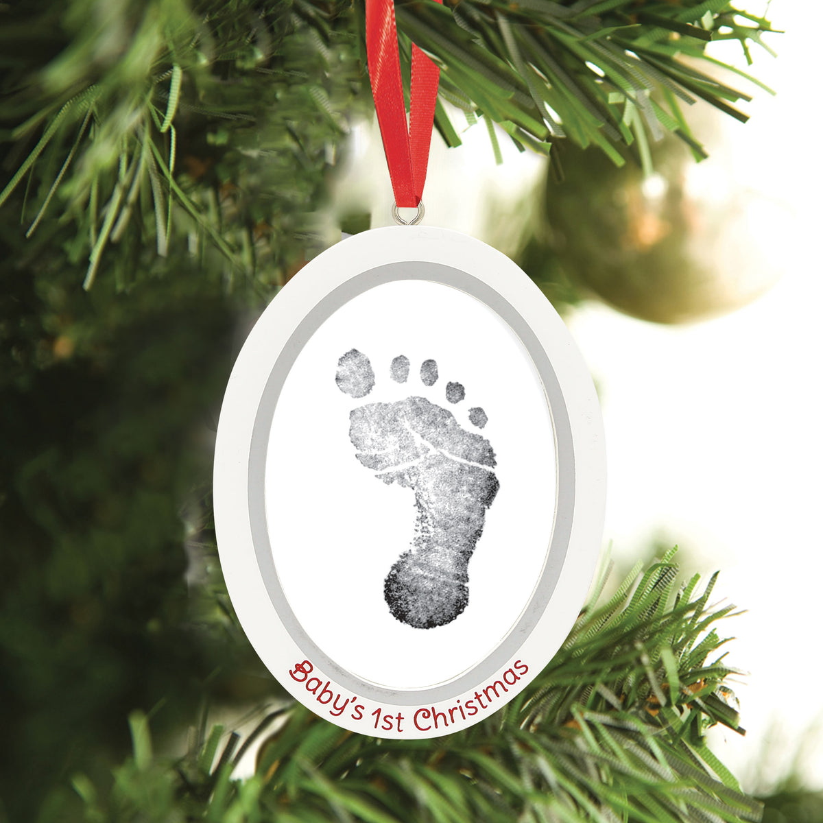 Pearhead Babyprints Fotoornament Wooden Oval White