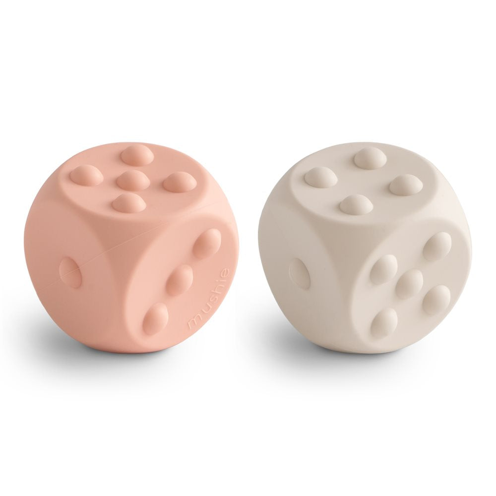 Mushie Tryckleksak Bitleksak Tärning 2-pack - Blush/Shifting Sands