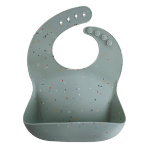 Mushie Silikon Bib Haklapp Cambridge Blue Confetti