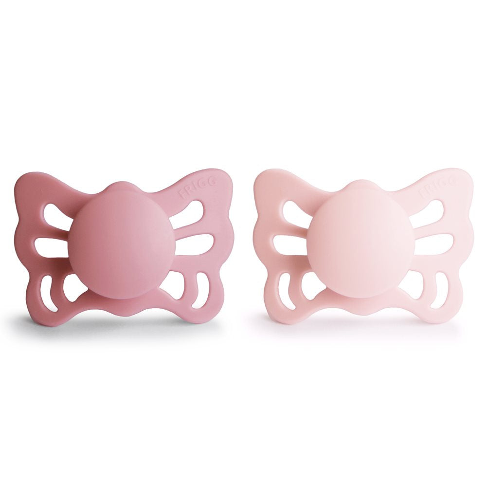 Frigg Butterfly Napp Silikon Cedar/Baby Pink 2-pack 0-6mån