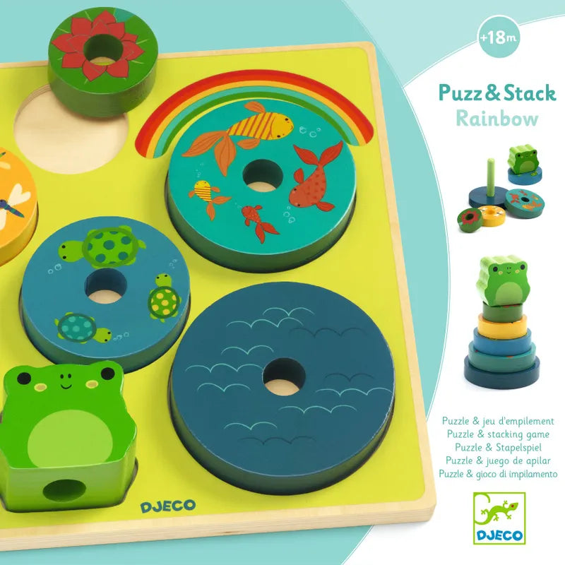 Djeco Pussel & Stapelleksak Puzz & Stack Rainbow