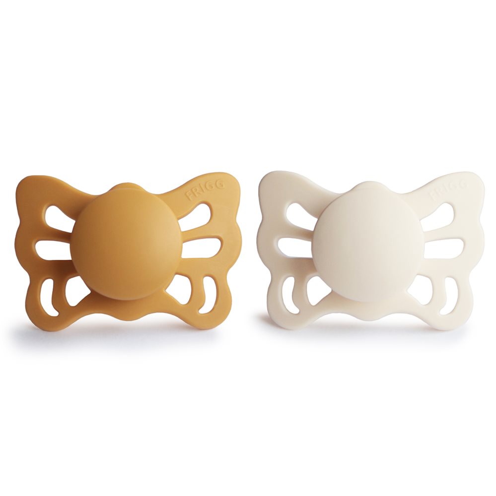 Frigg Butterfly Napp Silikon Honey Gold/Cream 2-pack 0-6mån