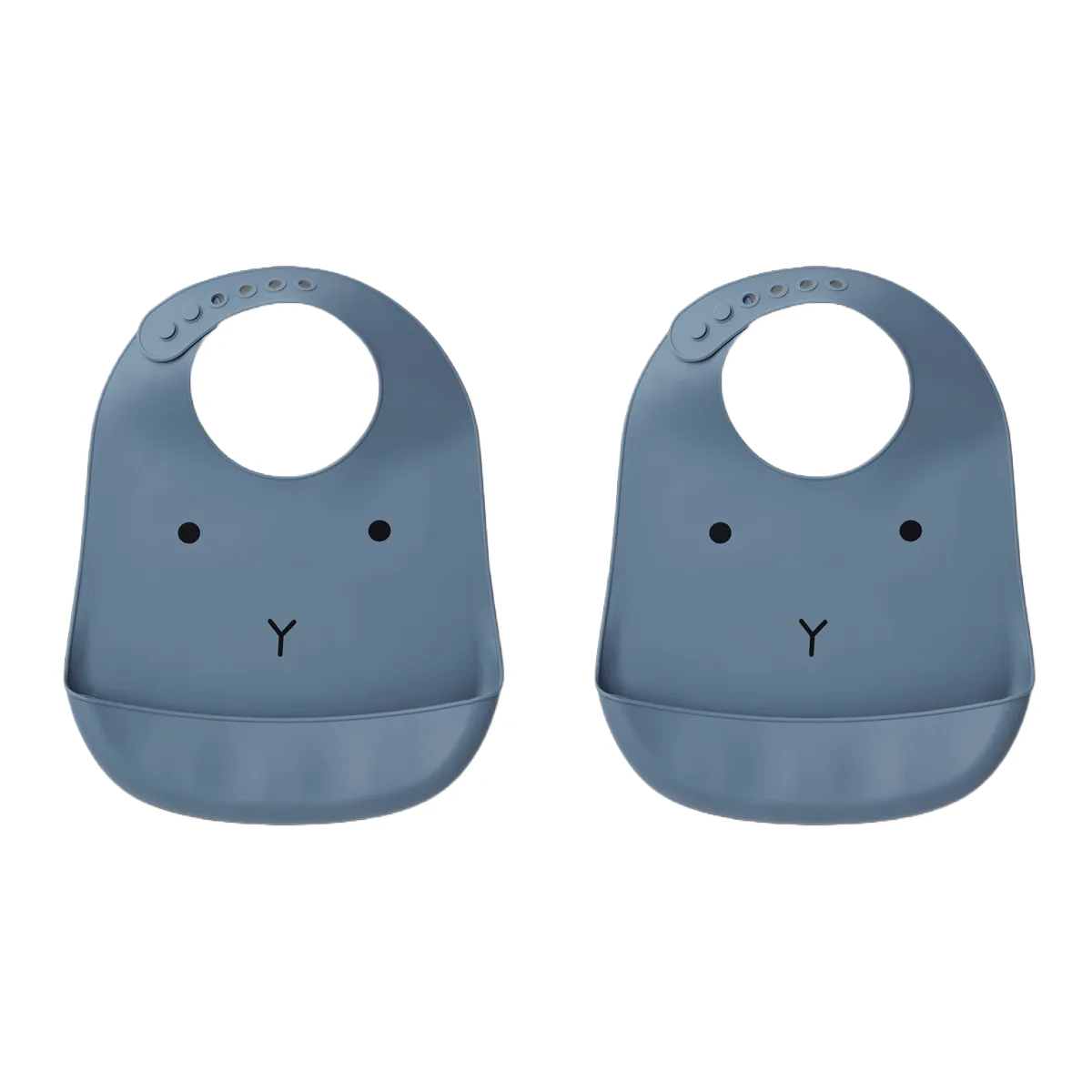 Tilda Mönstrad Haklapp Silikon 2-Pack Rabbit Dove Blue