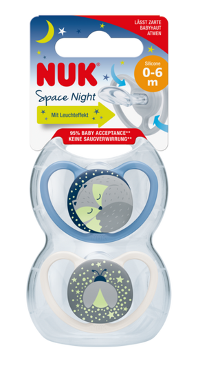 NUK Space Night & Day Napp Silikon Fox/Firefly 0-6m