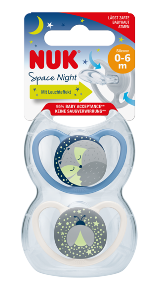 NUK Space Night & Day Napp Silikon Fox/Firefly 0-6m