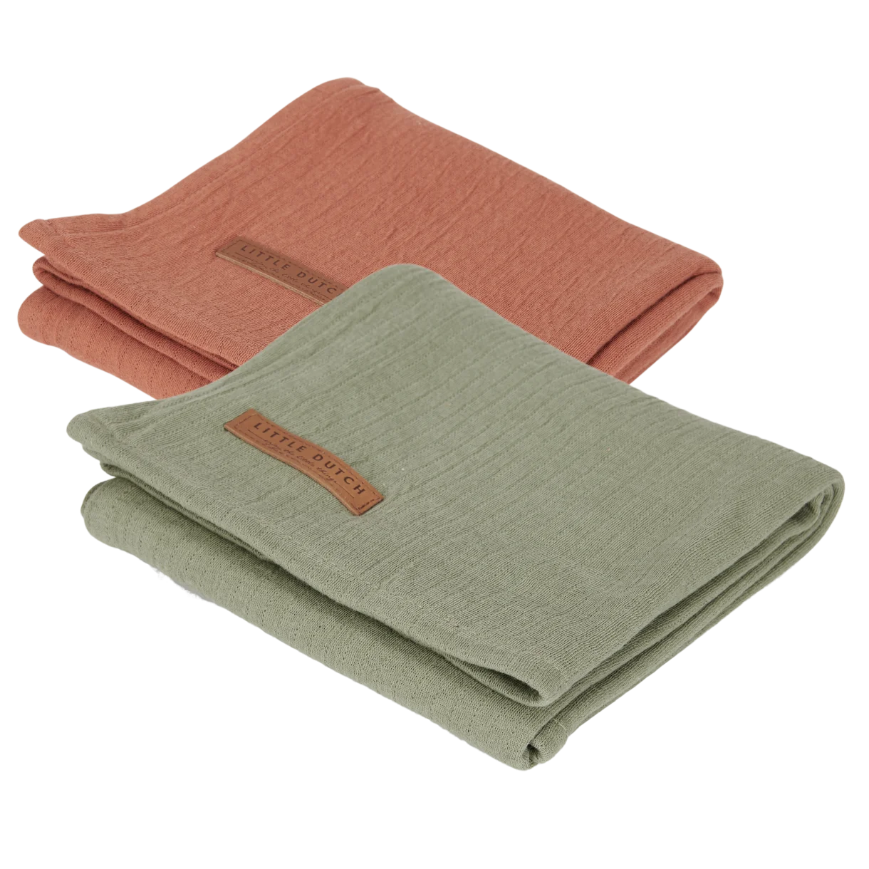 Little Dutch Babyfilt 70x70 cm 2-pack Little Olive/Rust