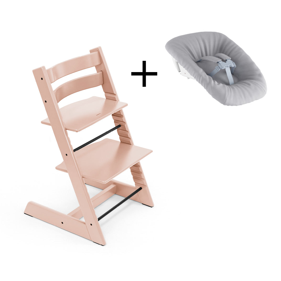 Stokke Tripp Trapp Stol & Newborn Set Grå/Serene Pink