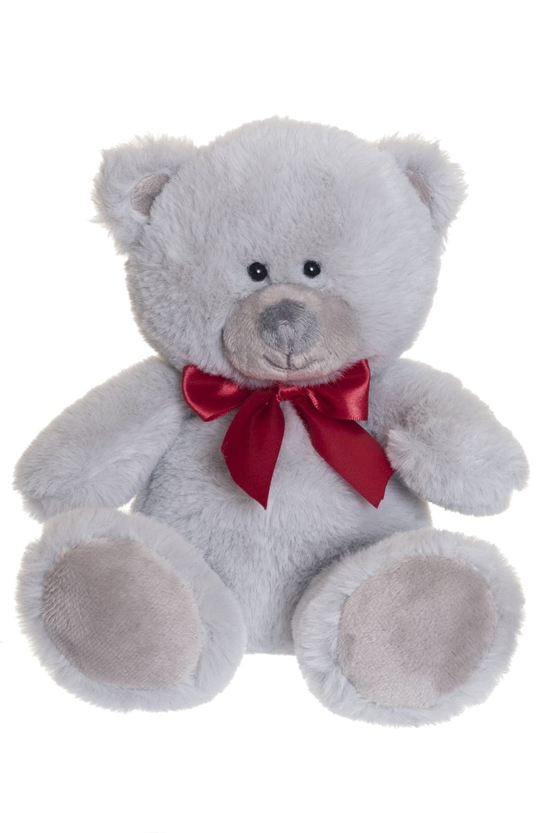 Gosedjur Nalle Wally Grå Med Röd Rosett, Stor