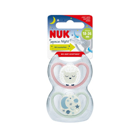 NUK Space Night Napp 2-Pack Rosa 6-18m