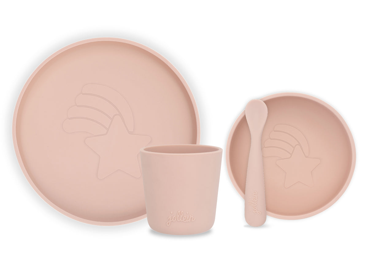 Jollein Silikon Matset 4 delar Pale Pink