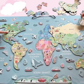 Viga Väggkarta "världen" Magnetpussel & Whiteboard