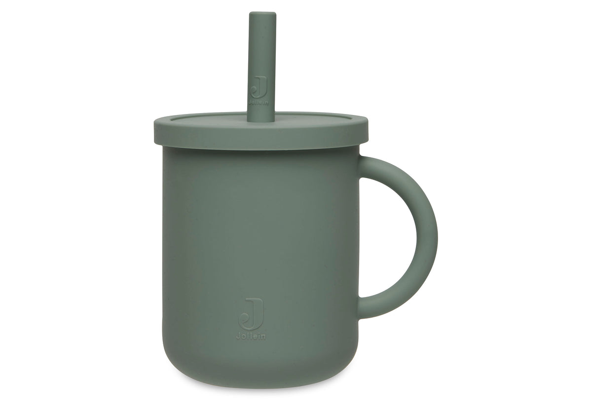 Jollein Drickmugg + Sugrör Silikon Ash Green