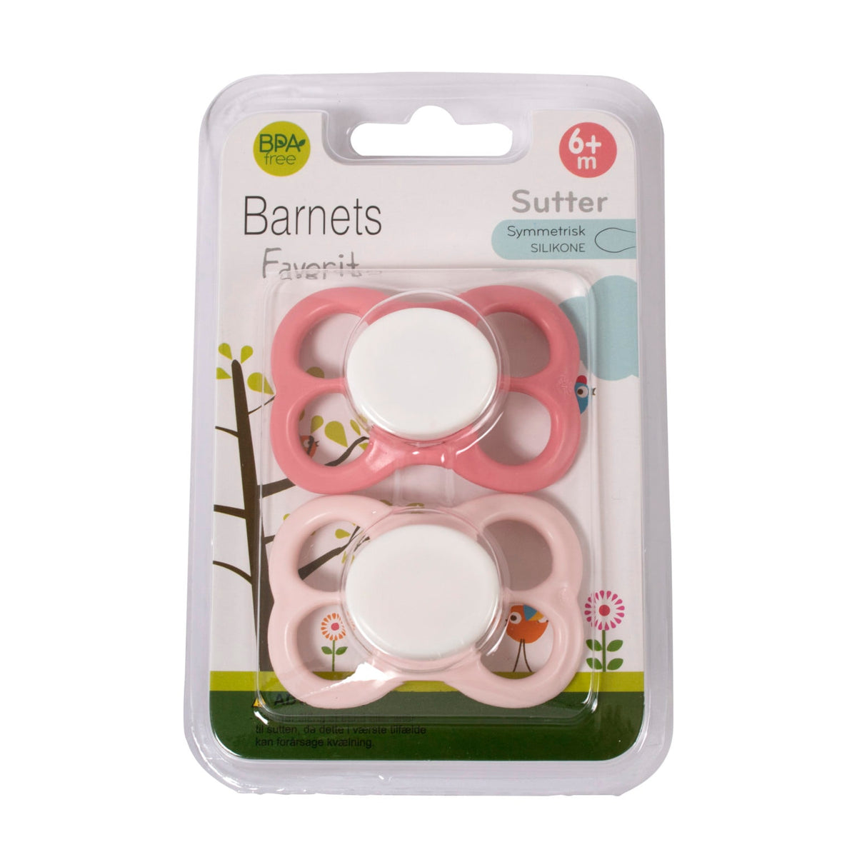 Barnets Favorit 2-pack Silikon luftnappar 6+ månader Rosa/Vit