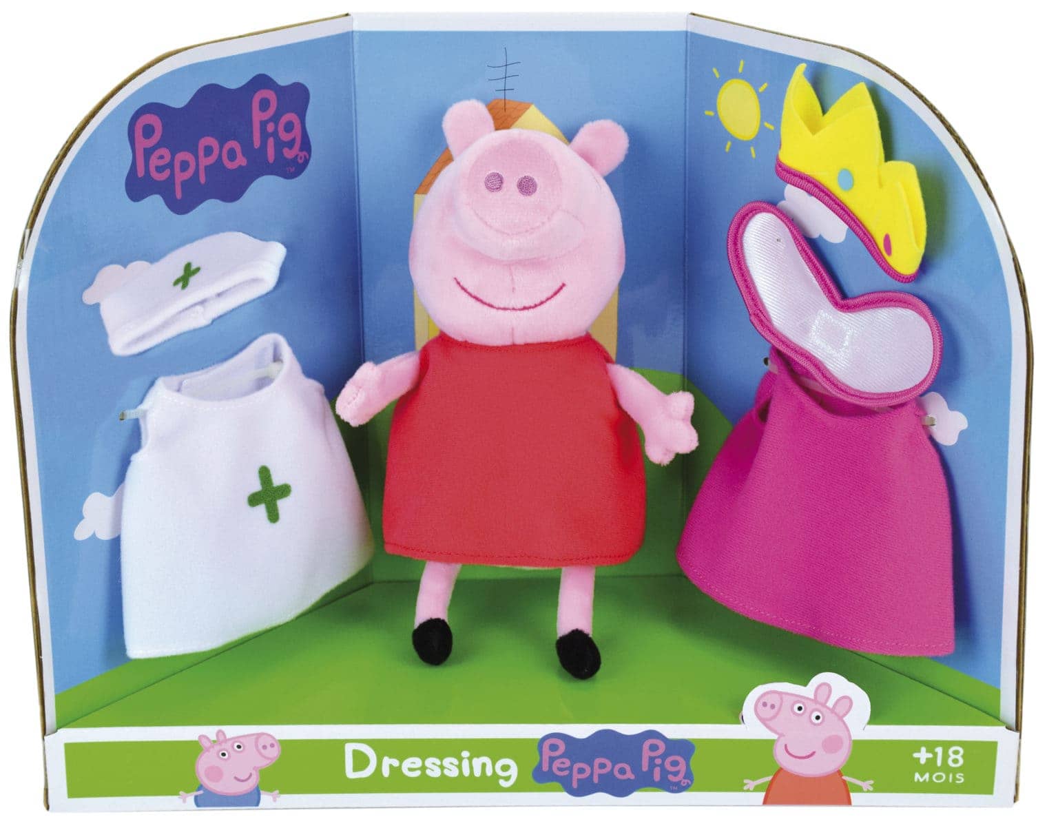 Peppa Pig Greta Gris Gosedjur Kläpå kit 3 Outfits 20cm