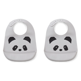 Liewood Tilda Mönstrad Haklapp Silikon 2-Pack Panda Dumbo Grey