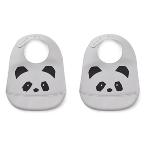 Liewood Tilda Mönstrad Haklapp Silikon 2-Pack Panda Dumbo Grey