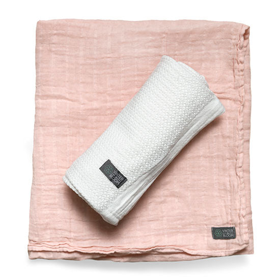 Vinter & Bloom Soft Grid+Muslin EKO 2-p "Vit/Rosa"