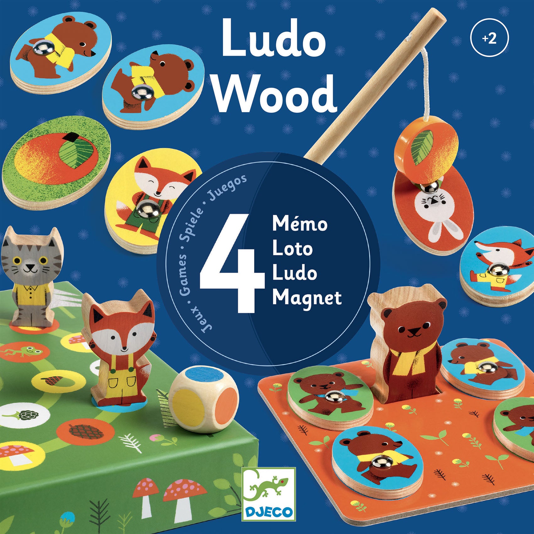 Djeco 4 Olika Spel Ludo Wood