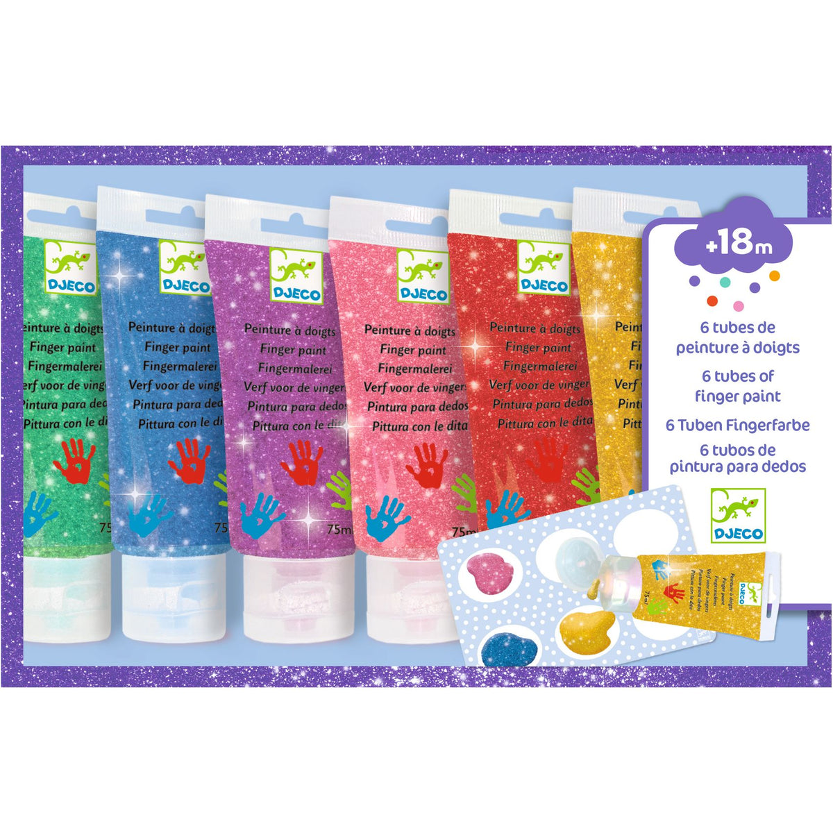 Djeco Fingerfärg Glitter 6-Pack