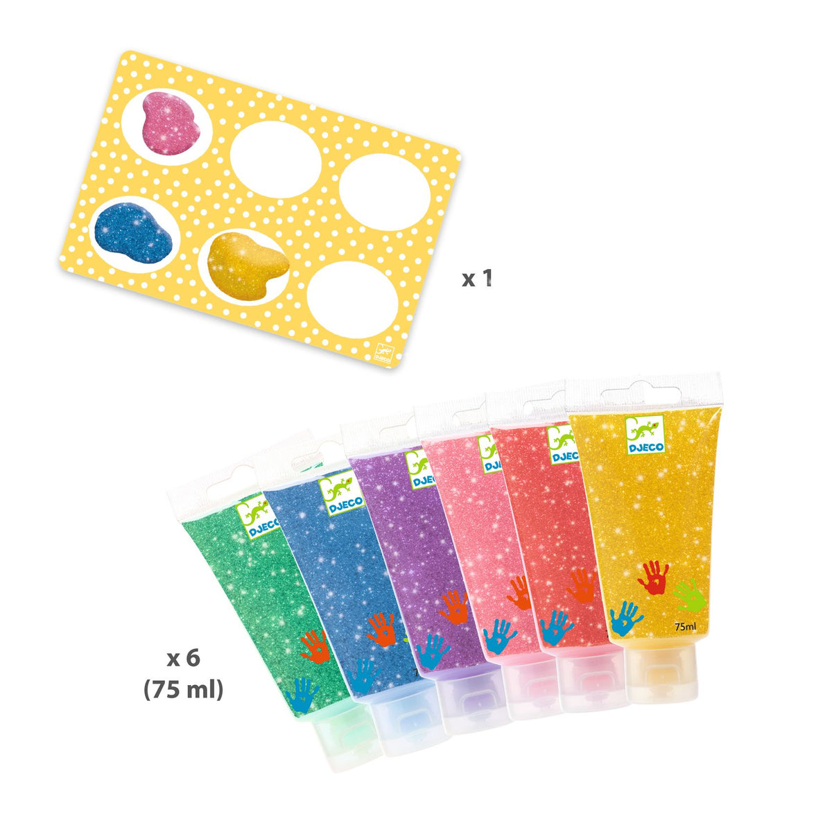 Djeco Fingerfärg Glitter 6-Pack